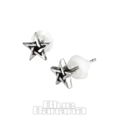 Alchemy Gothic Pentagram Stud Earrings (Silver)