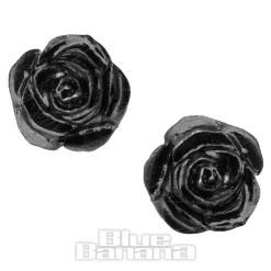 Alchemy Gothic Rose Stud Earrings (Black)