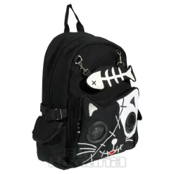 Banned Cat Fish Bone Backpack With Speakers (Black/White)