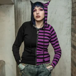 Banned Front Zip Hoodie (Black/Purple)