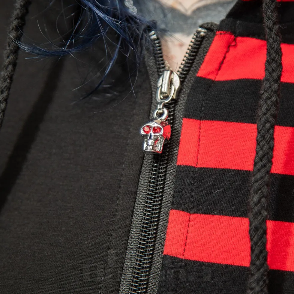 Banned Shiori Front Zip Up Hoodie (Black/Red)