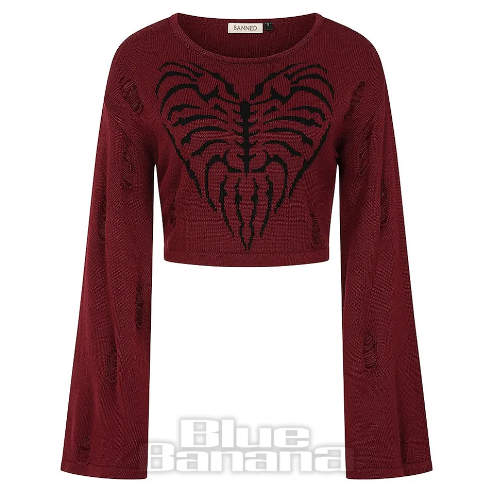 Banned Torn Affection Jumper (Burgundy)