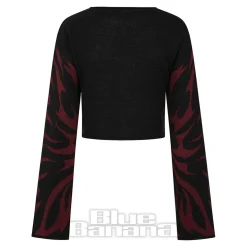 Banned Toxic Love Cropped Jumper (Black/Burgundy)
