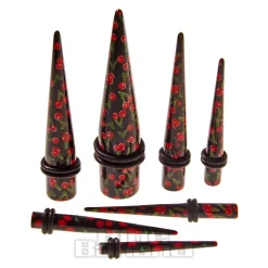 Blue Banana Acrylic Cherry Ear Stretcher (Black/Red)