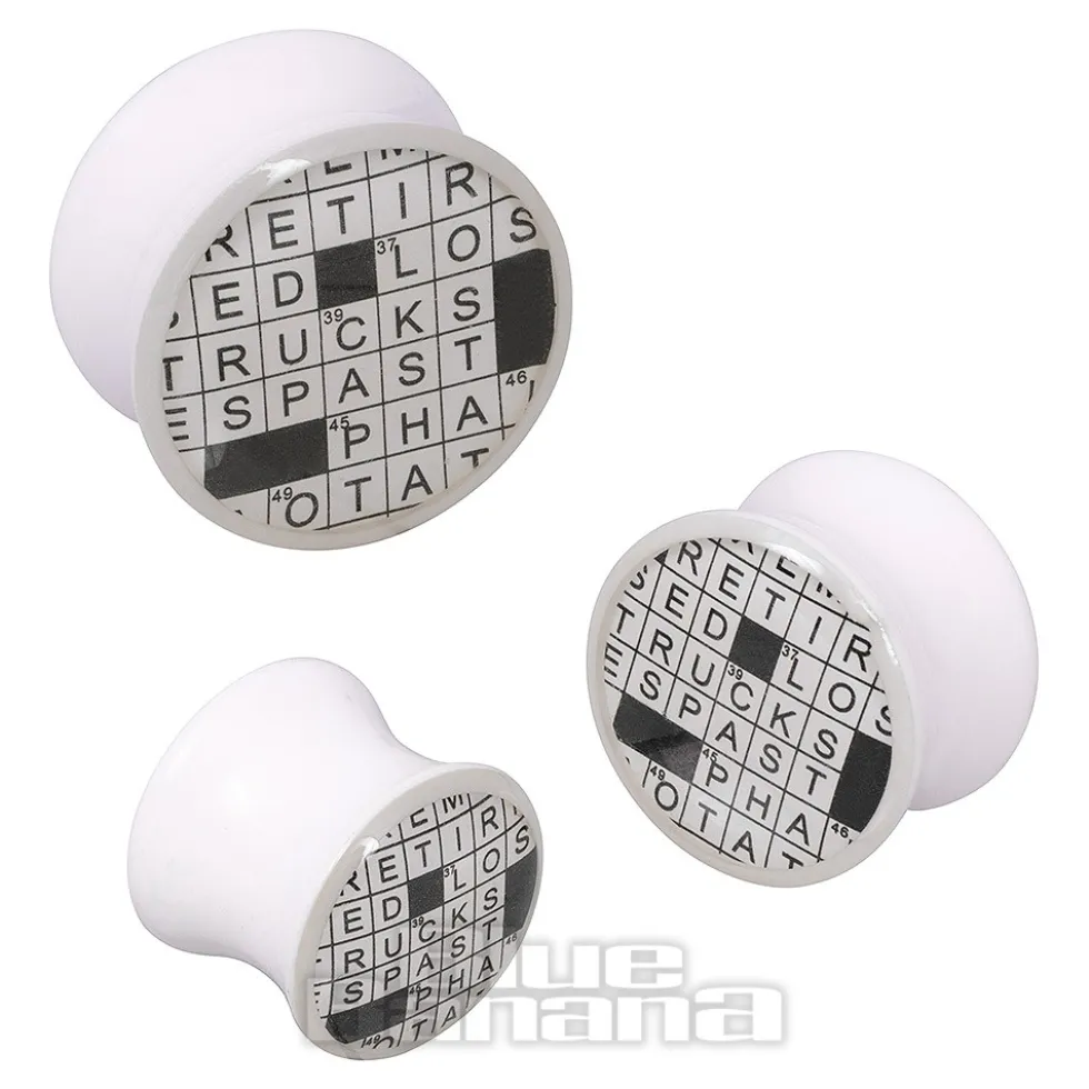 Blue Banana Acrylic Crossword Plug 4-22mm (White)