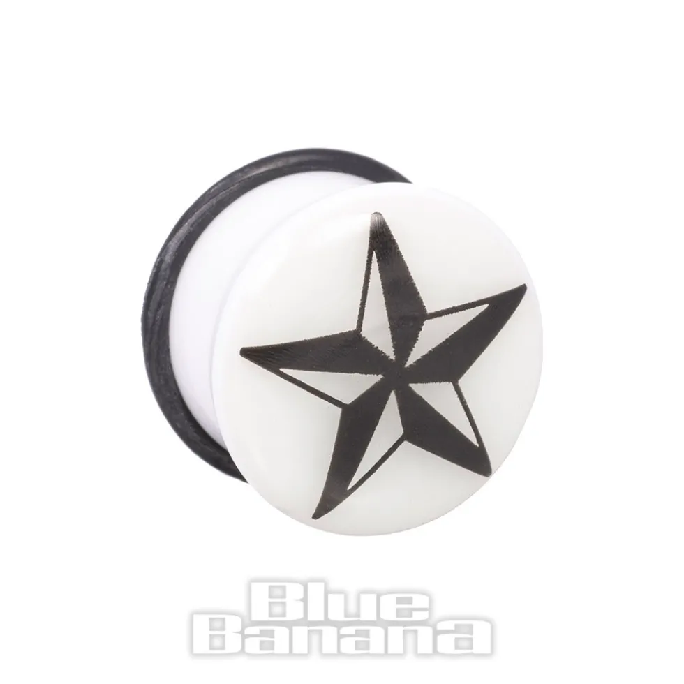 Blue Banana Acrylic Glow Nautical Ear Plug 3-12mm (White)