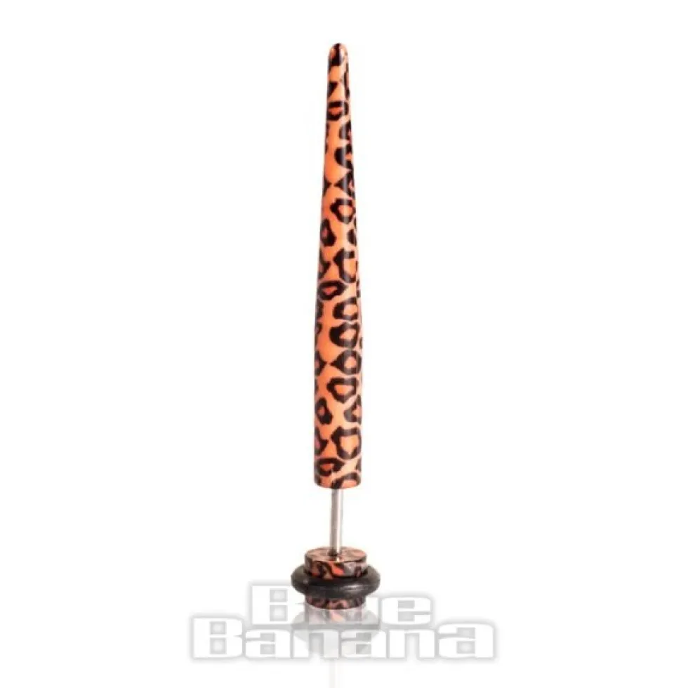 Blue Banana Acrylic Leopard Print Fake Ear Stretcher (Natural)