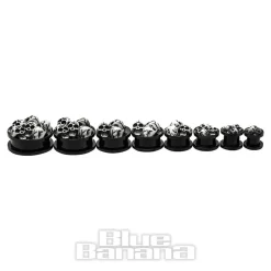 Blue Banana Acrylic Skull Ear Plug 8-30mm (Black)