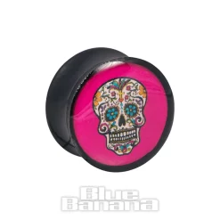 Blue Banana Acrylic Sugarskull Ear Plug 4-22mm (Pink)