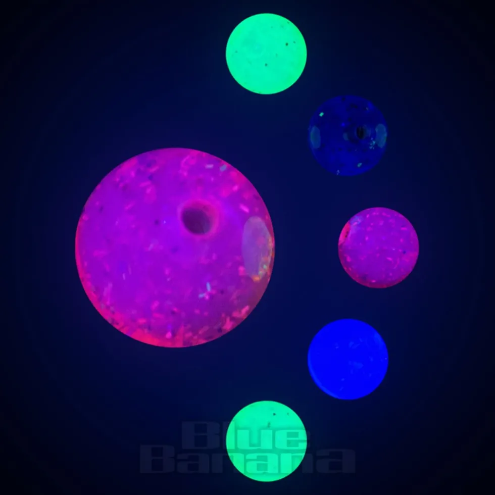Blue Banana Acrylic UV 8mm Assorted Glitter Balls (Pack Of 10)