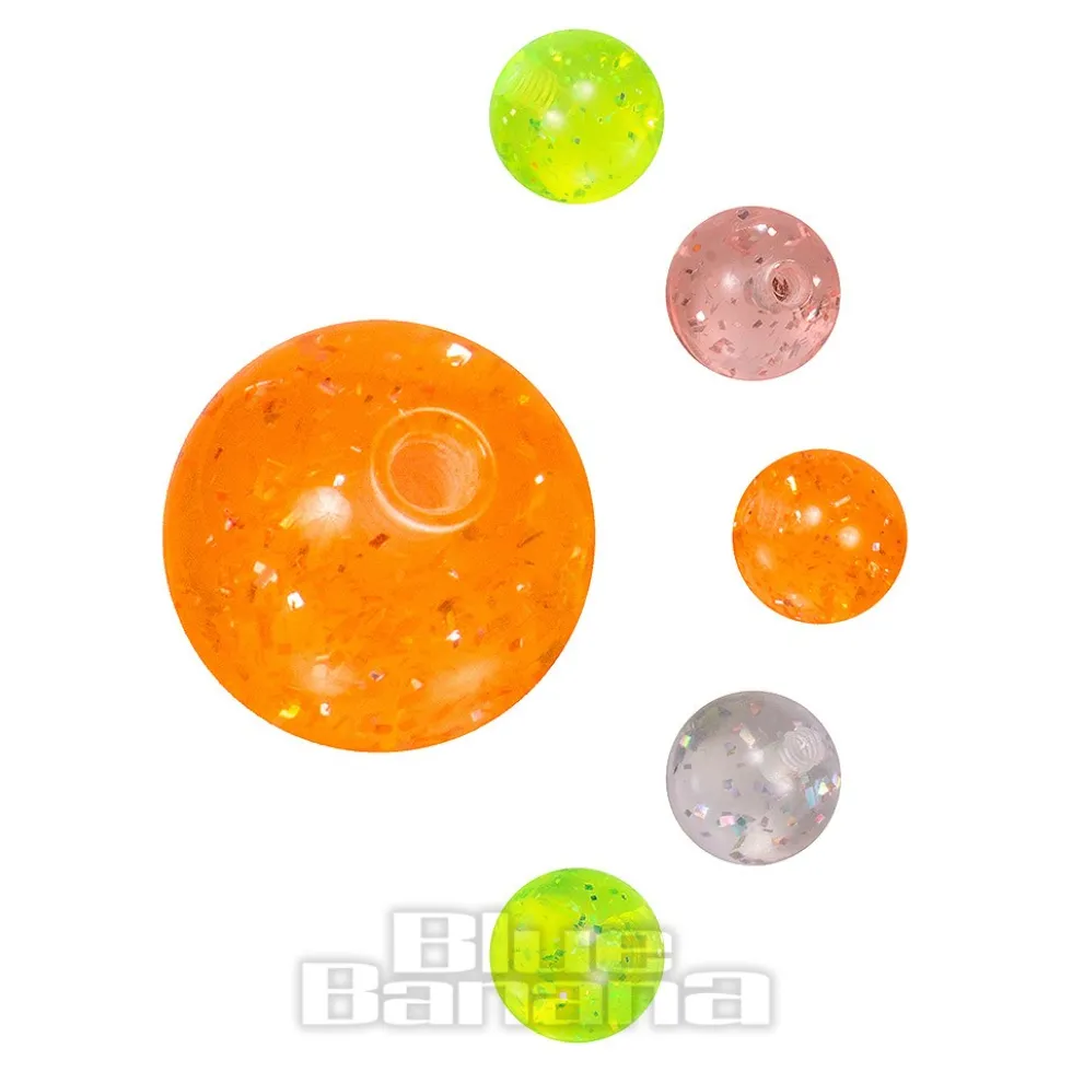 Blue Banana Acrylic UV 8mm Assorted Glitter Balls (Pack Of 10)