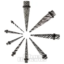 Blue Banana Acrylic Zebra Ear Stretcher (Black/White)