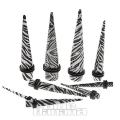 Blue Banana Acrylic Zebra Ear Stretcher (Black/White)