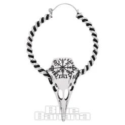 Blue Banana Alien Skull Plug Hoop Earrings (Silver)