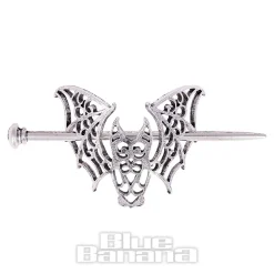 Blue Banana Bat Cut Out Hair Pin (Silver)