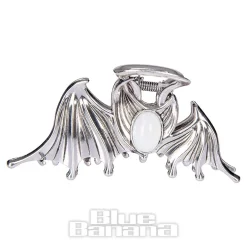 Blue Banana Bat & Stone Hair Clip (Silver)