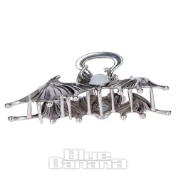 Blue Banana Bat & Stone Hair Clip (Silver)