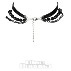 Blue Banana Beaded Cross Choker (Black)