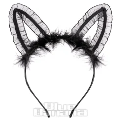 Blue Banana Big Lace Ears Headband (Black)
