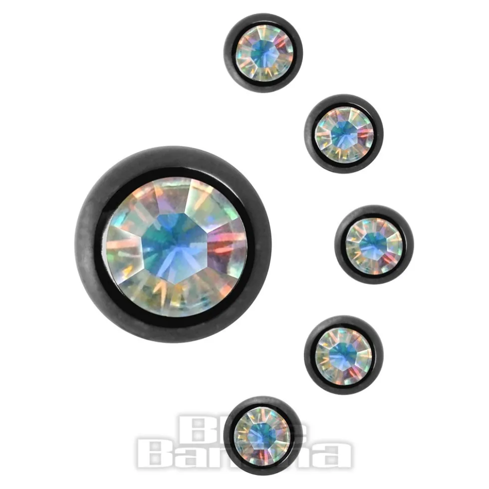 Blue Banana Black Titanium 5mm Jewelled Ball (Aurora Borealis)