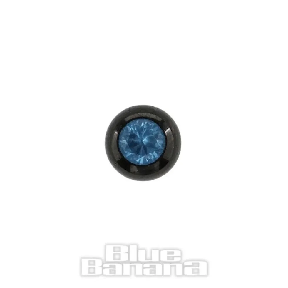 Blue Banana Black Titanium 3mm Jewelled Ball (Aqua)