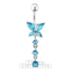 Blue Banana Butterfly Navel Bar (Aqua)