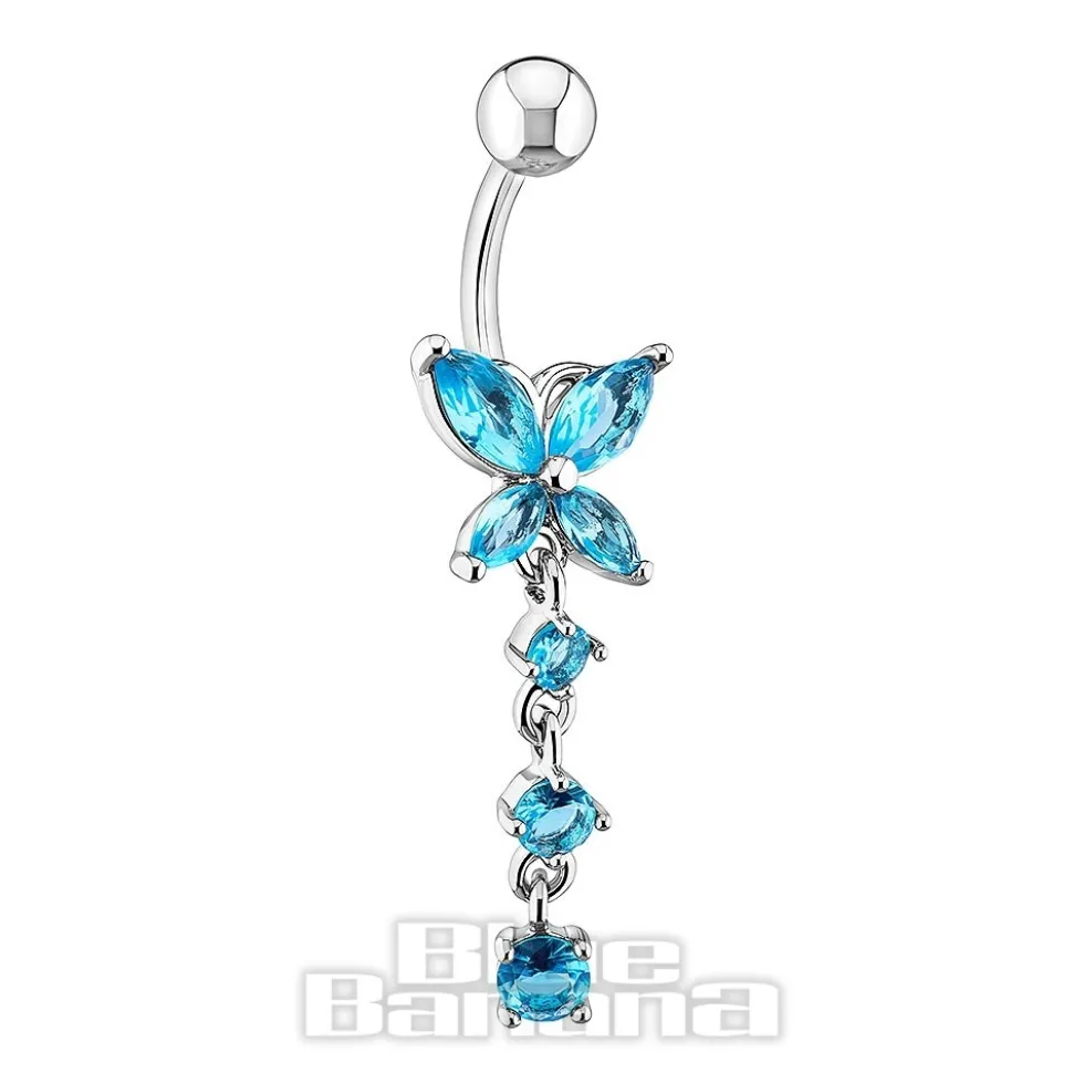 Blue Banana Butterfly Navel Bar (Aqua)