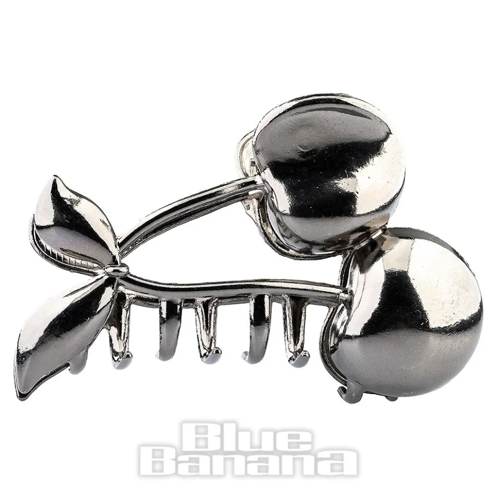 Blue Banana Cherry Hair Clip (Silver)