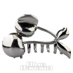 Blue Banana Cherry Hair Clip (Silver)