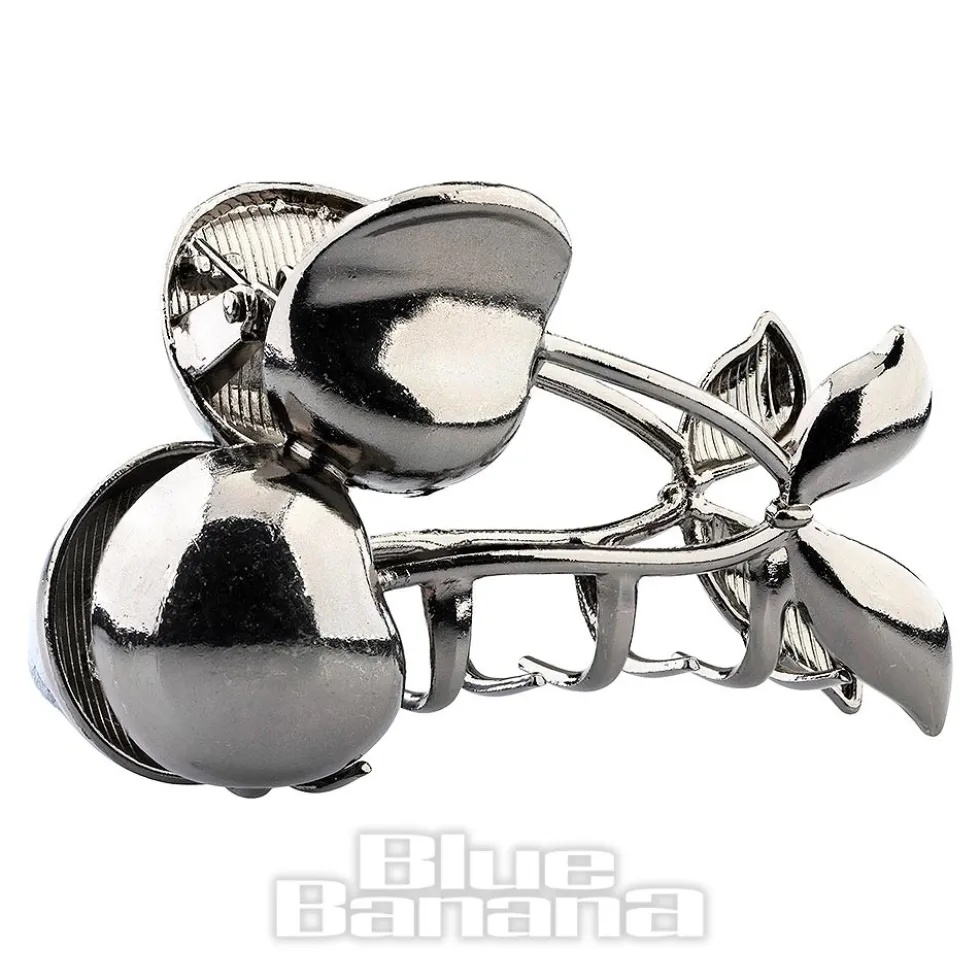 Blue Banana Cherry Hair Clip (Silver)