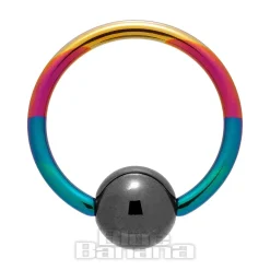 Blue Banana Coloured Titanium 1.2mm BCR (Rainbow/Black)
