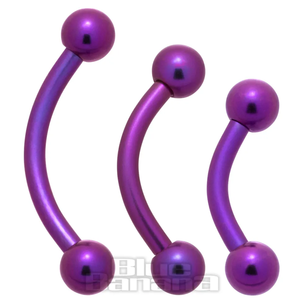 Blue Banana Coloured Titanium Curved Barbell (Purple)