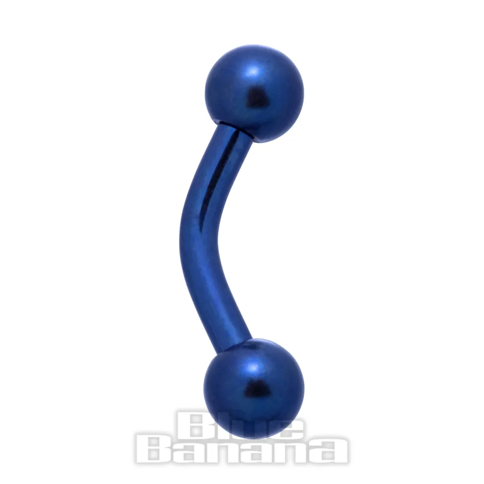 Blue Banana Coloured Titanium Curved Barbell (Blue)