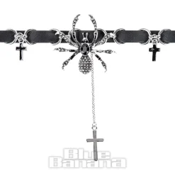 Blue Banana Crosses & Spiders Choker (Black/Siver)