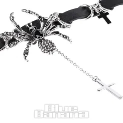Blue Banana Crosses & Spiders Choker (Black/Siver)