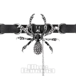 Blue Banana Crosses & Spiders Choker (Black/Siver)