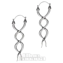 Blue Banana Cross Snakes Plug Hoops (Silver)