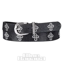 Blue Banana Crystal Crosses Belt (Black)
