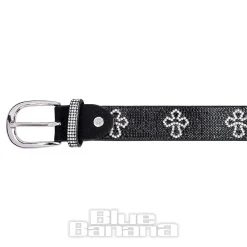 Blue Banana Crystal Crosses Belt (Black)