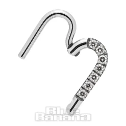 Blue Banana Crystal Heart Surgical Steel 1.2mm Hinged Segment Ring (Silver)