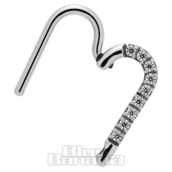 Blue Banana Crystal Heart Surgical Steel 1.2mm Hinged Segment Ring (Silver)