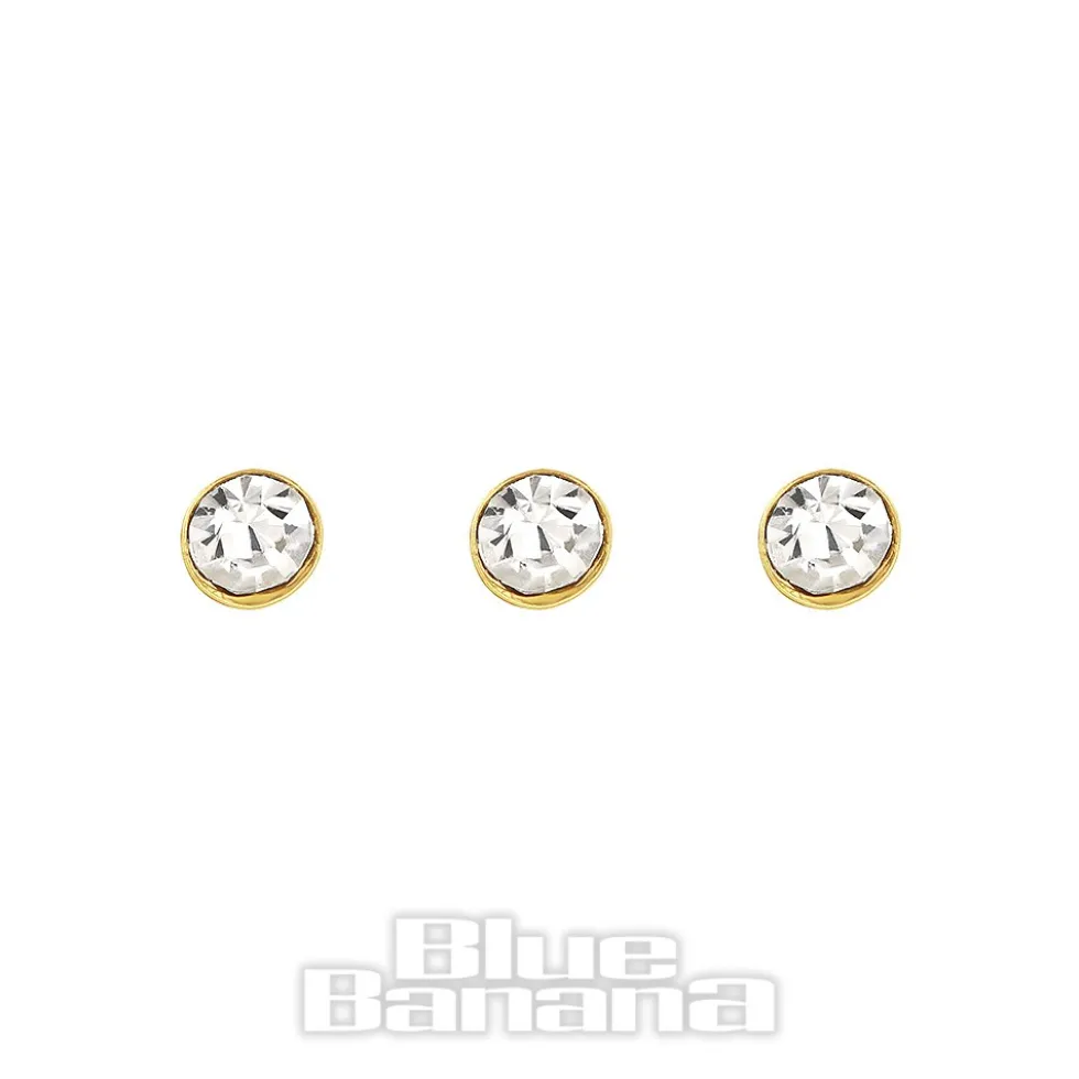 Blue Banana 9ct Gold 0.5mm Jewelled Nose Studs (Pack of 3)