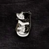 Blue Banana Cuddling Cats Pin Badge (Black/White)