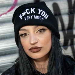 Blue Banana F*ck You Beanie Hat (Black)