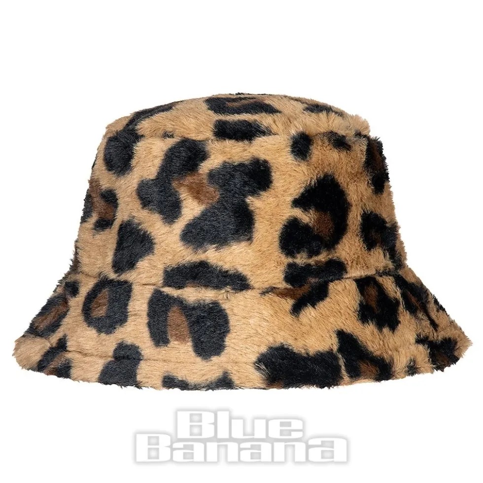 Blue Banana Fluffy Bucket Hat (Leopard)