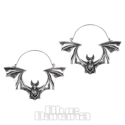 Blue Banana Flying Bat Plug Hoops (Silver)