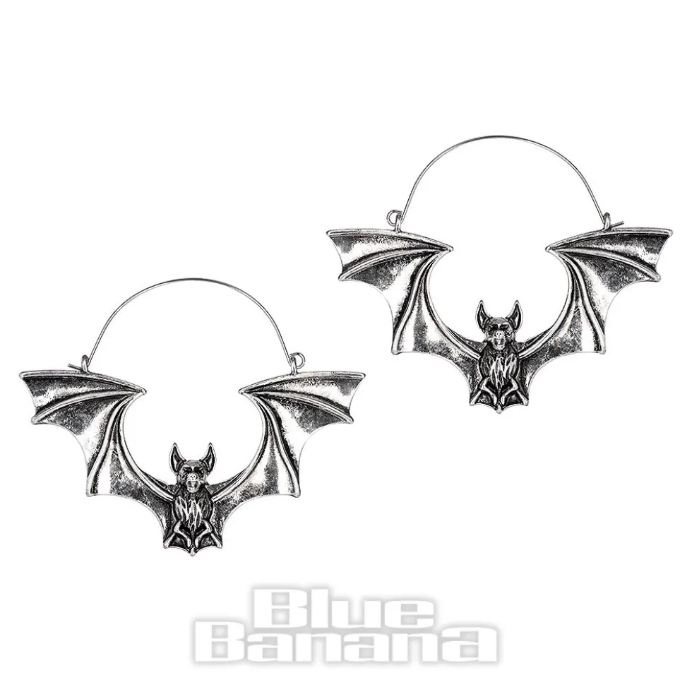 Blue Banana Flying Bat Plug Hoops (Silver)