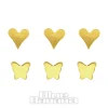 Blue Banana Gold Butterfly Heart Nose Studs (6 Pack)