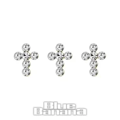 Blue Banana Gold Cross & Gem Nose Studs (3 Pack)