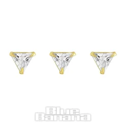 Blue Banana Gold 3mm Triangle Nose Studs (3 Pack)